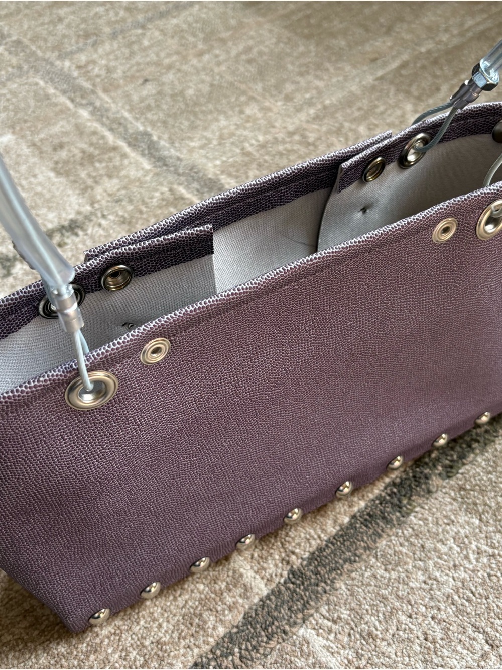 Hardwear by Renee industrial-chic handbag Lavender Purple Runway Purse wood - Picture 4 of 11